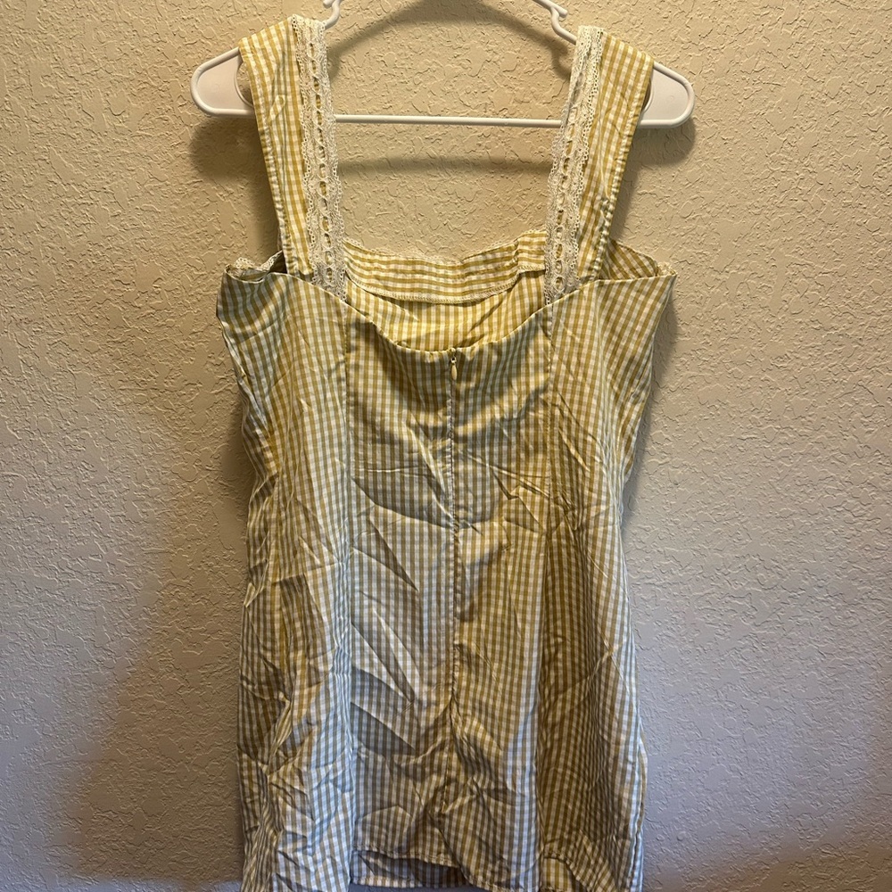 Missguided Yellow Checkered Mini Dress NWT Size Large - Picture 6 of 7